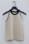 SWAYING/KNIT contrasting piping camisole SW23SS1T02 beige gray PS84